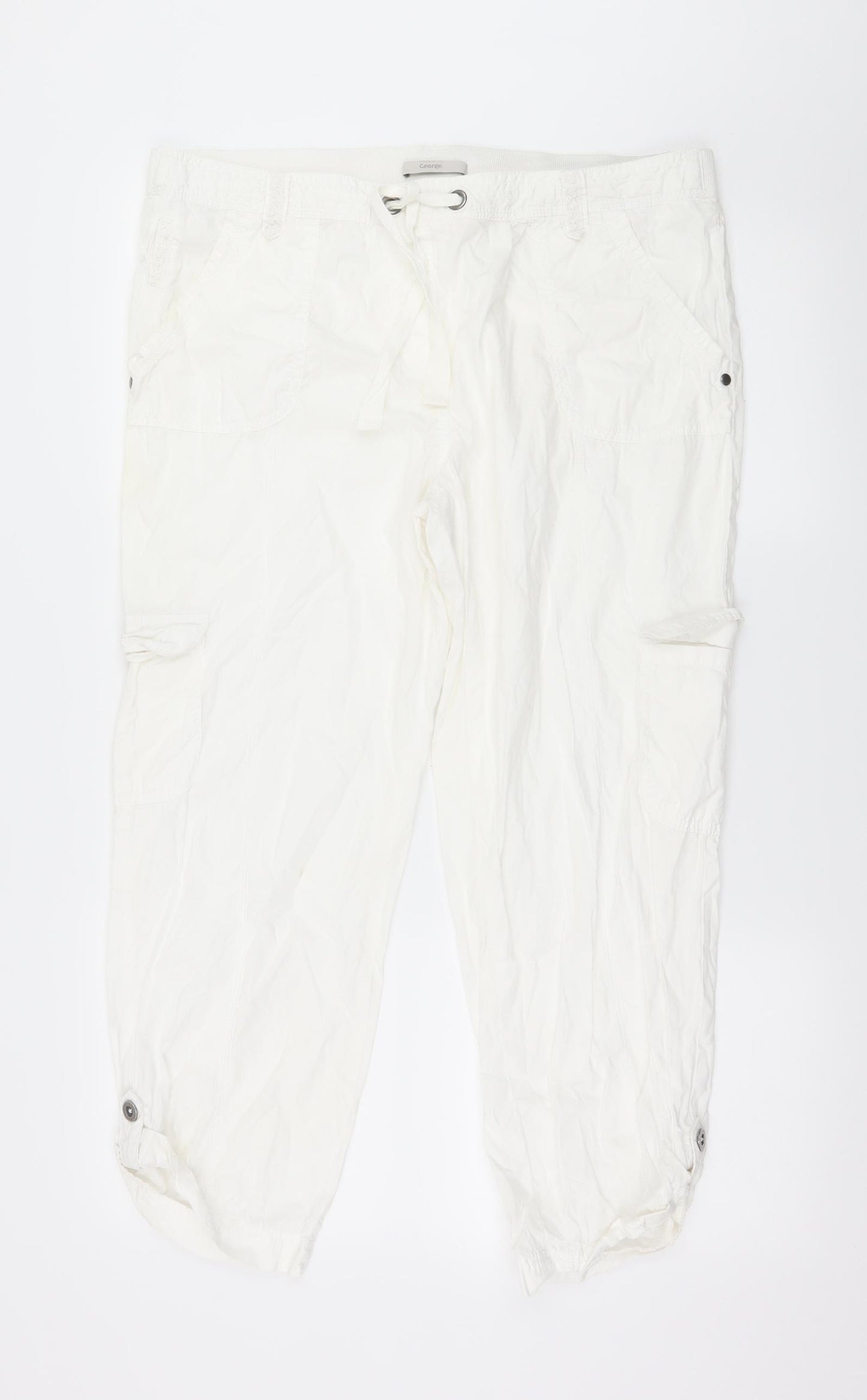 George Womens White   Cropped Trousers Size 14 L25 in