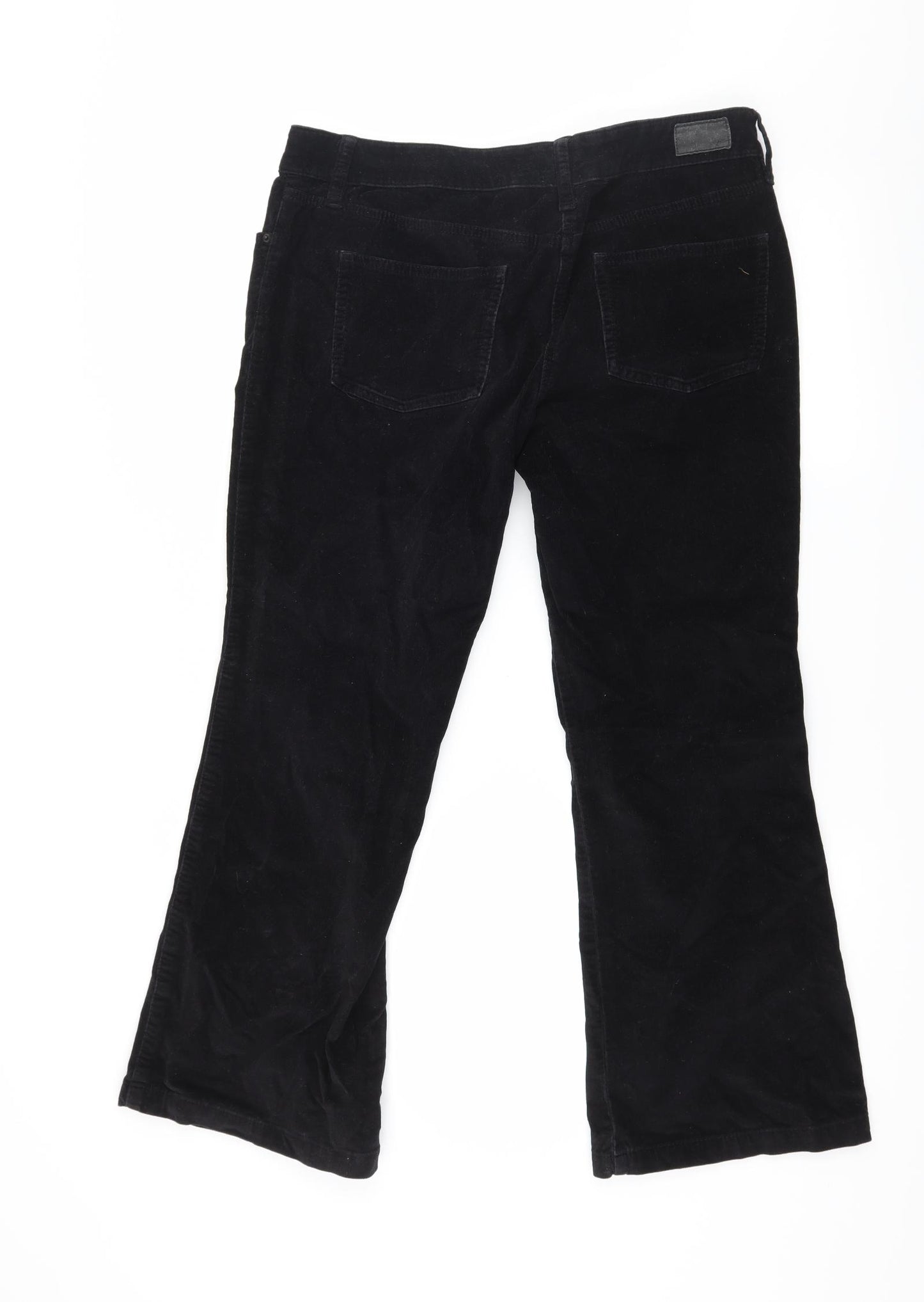 NEXT Womens Black  Corduroy Cropped Trousers Size 14 L26 in