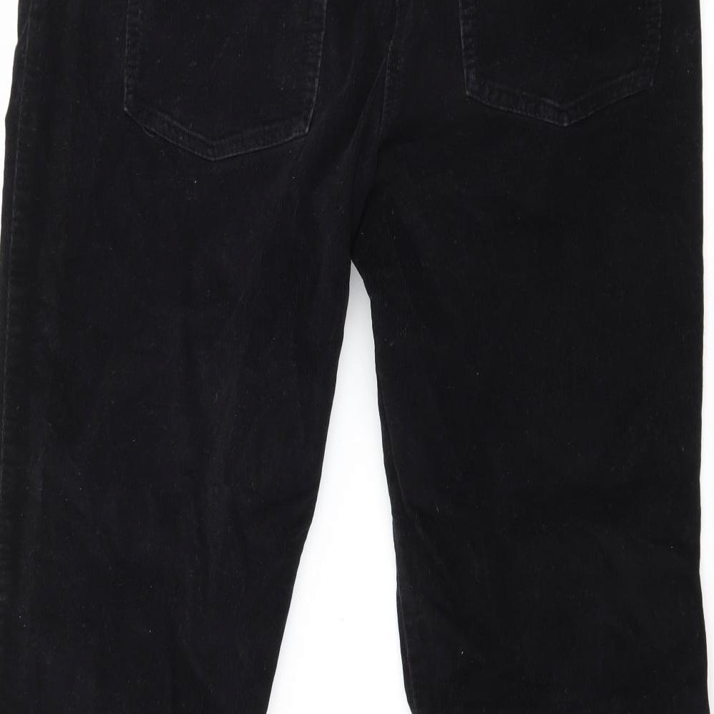 NEXT Womens Black  Corduroy Cropped Trousers Size 14 L26 in