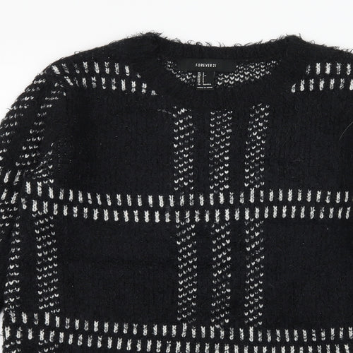 FOREVER 21 Womens Black Check Knit Pullover Jumper Size S