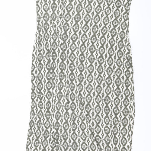 Marks and Spencer Womens Green Geometric Jersey Slip Dress  Size 12