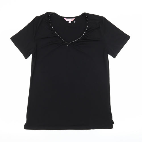 Michelle Hope Womens Black  Jersey Basic T-Shirt Size 10