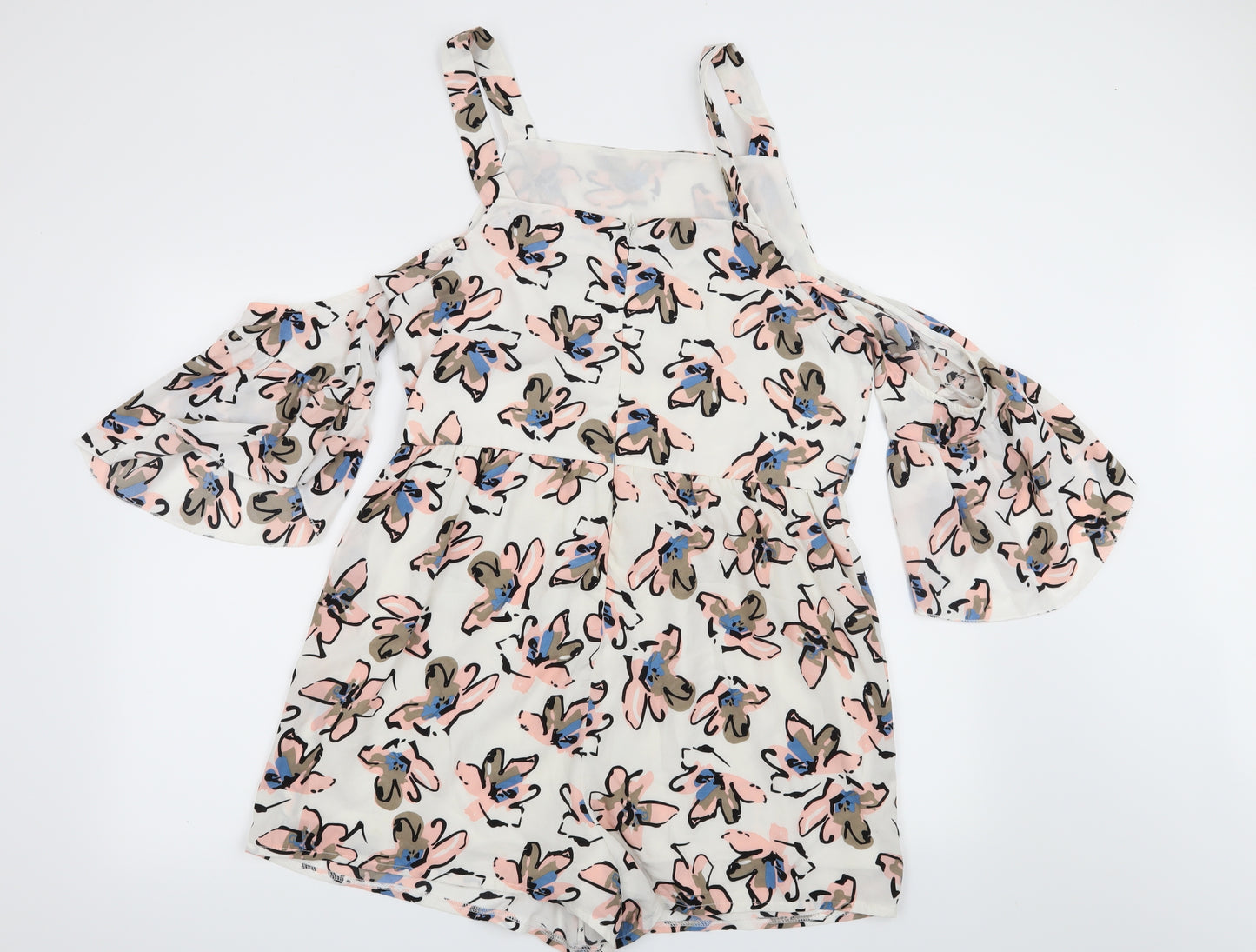 Parisian Collection Womens White Floral  Playsuit One-Piece Size 16