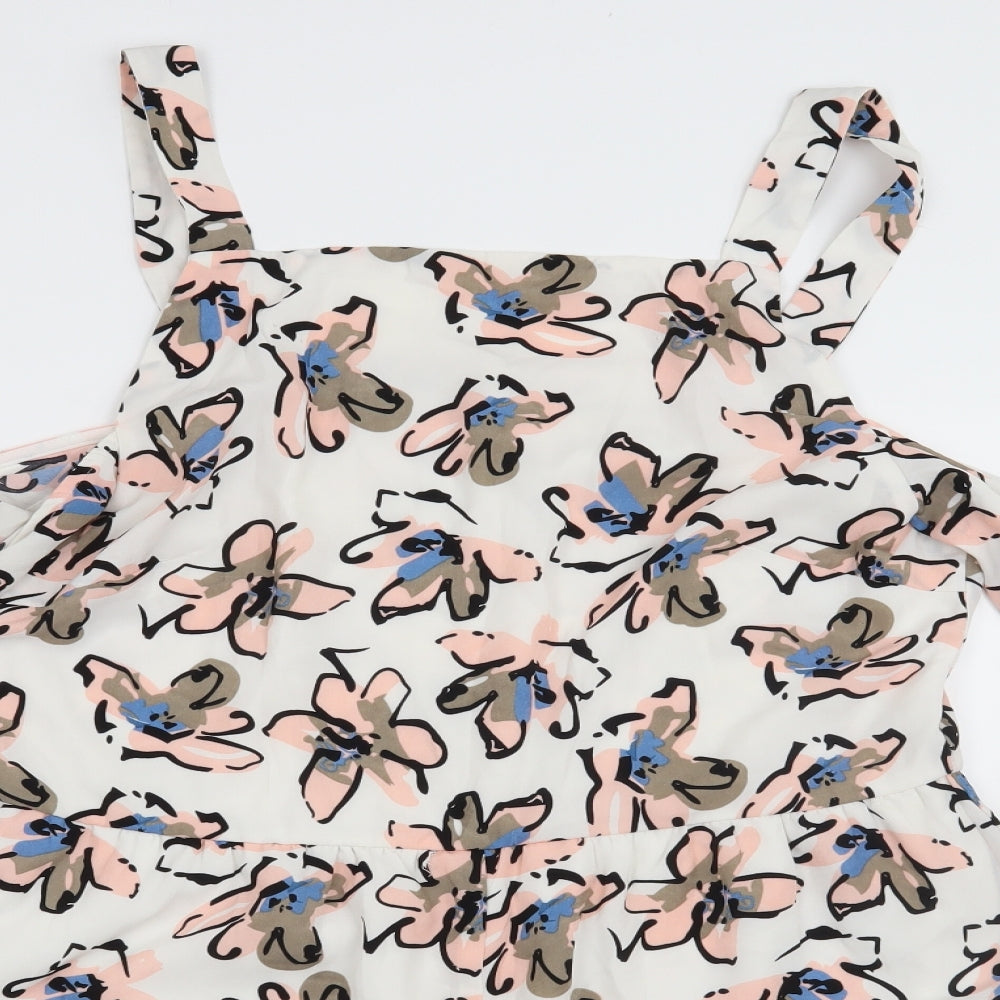 Parisian Collection Womens White Floral  Playsuit One-Piece Size 16