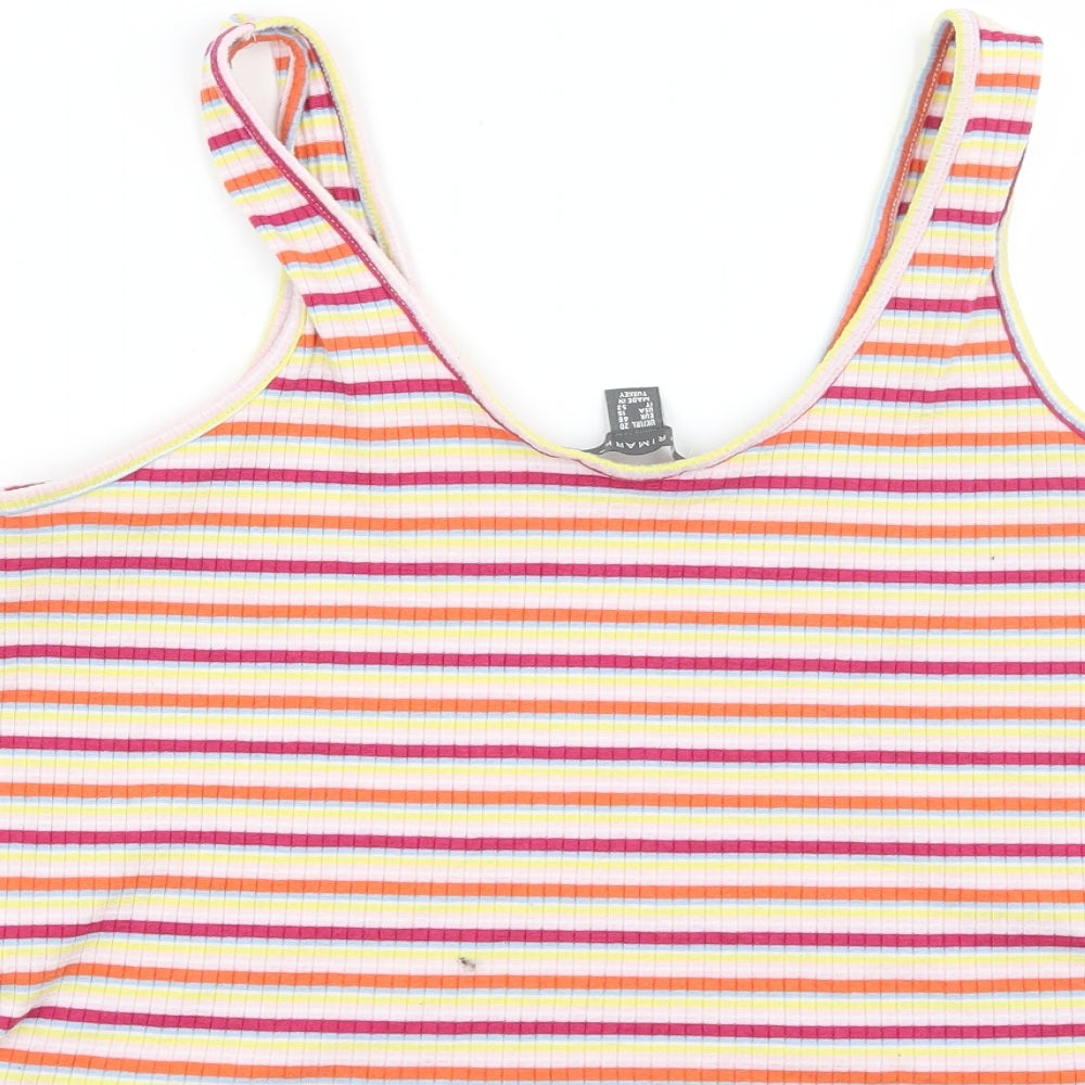 Primark Womens Pink Striped  Basic T-Shirt Size 20