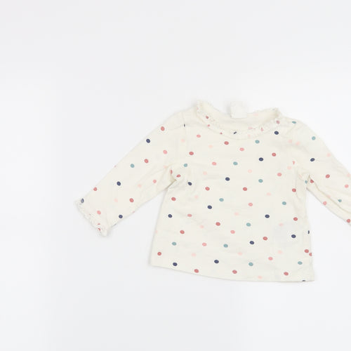 H&M Girls White Polka Dot  Basic T-Shirt Size 6-9 Months