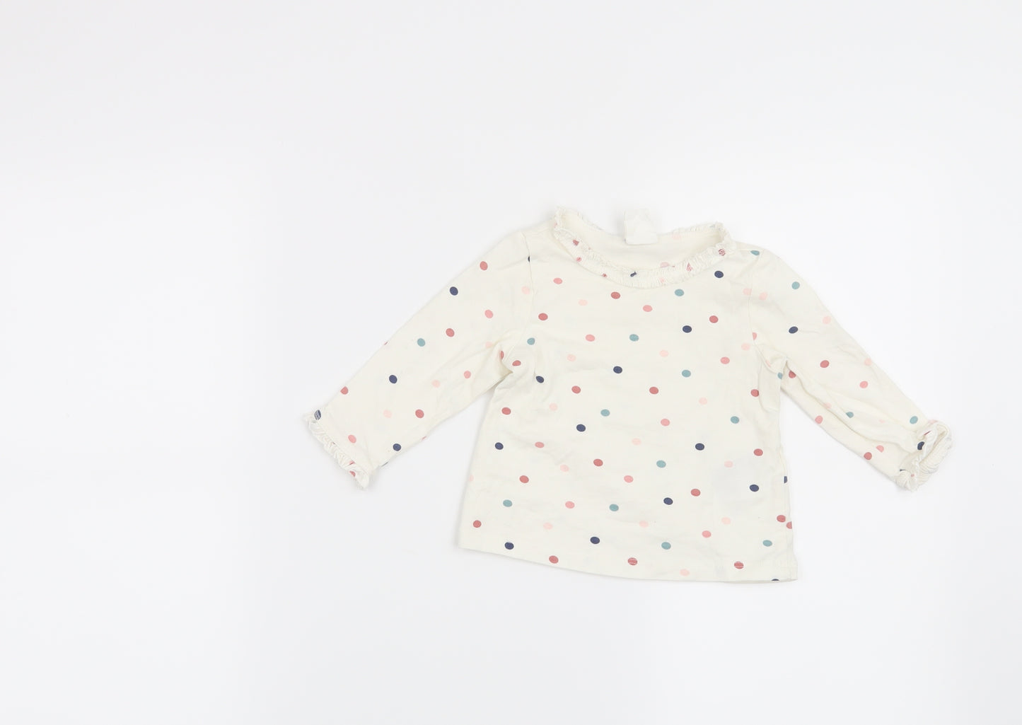 H&M Girls White Polka Dot  Basic T-Shirt Size 6-9 Months