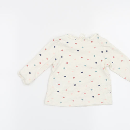 H&M Girls White Polka Dot  Basic T-Shirt Size 6-9 Months