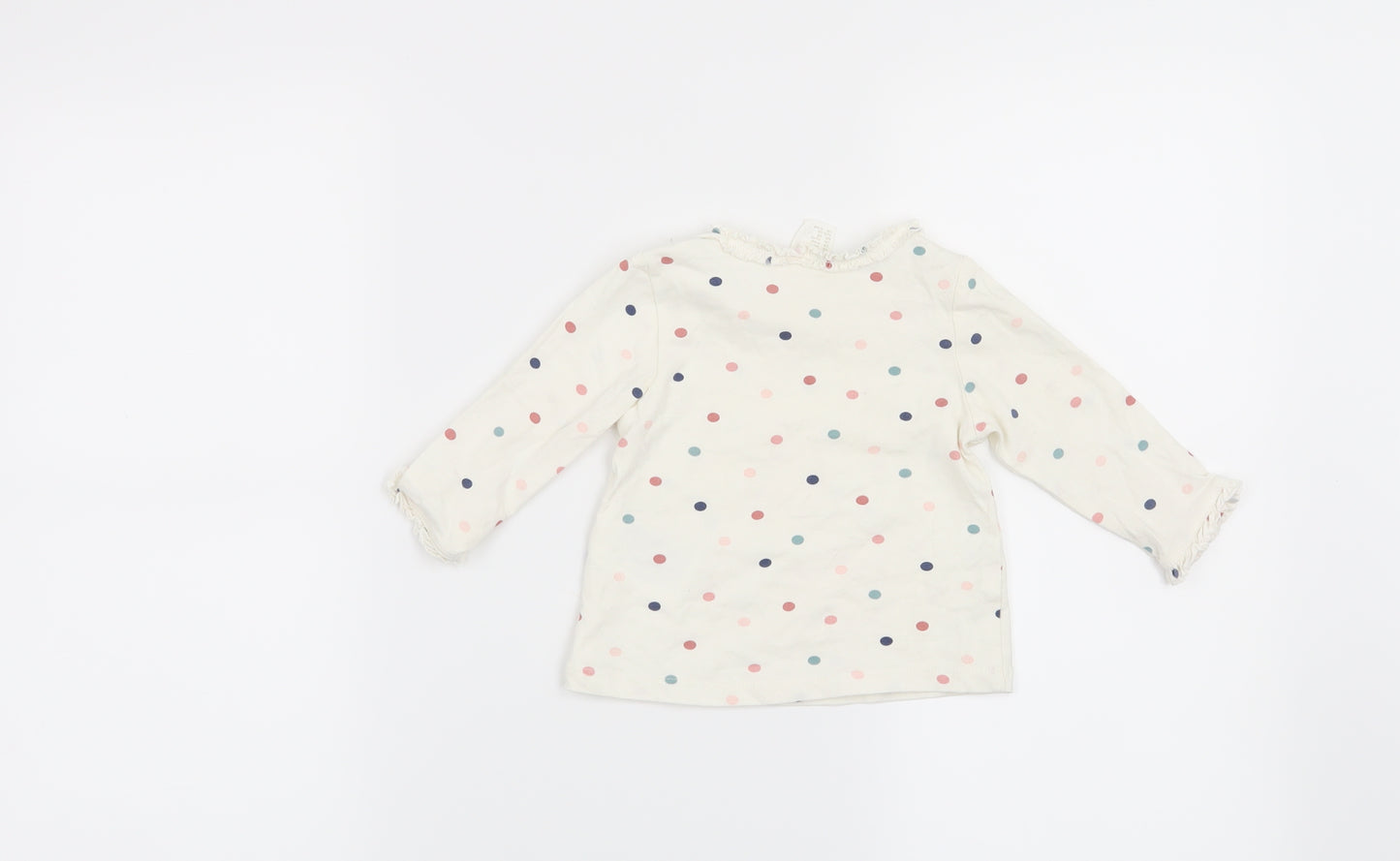 H&M Girls White Polka Dot  Basic T-Shirt Size 6-9 Months