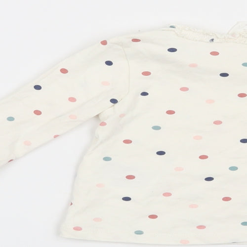 H&M Girls White Polka Dot  Basic T-Shirt Size 6-9 Months