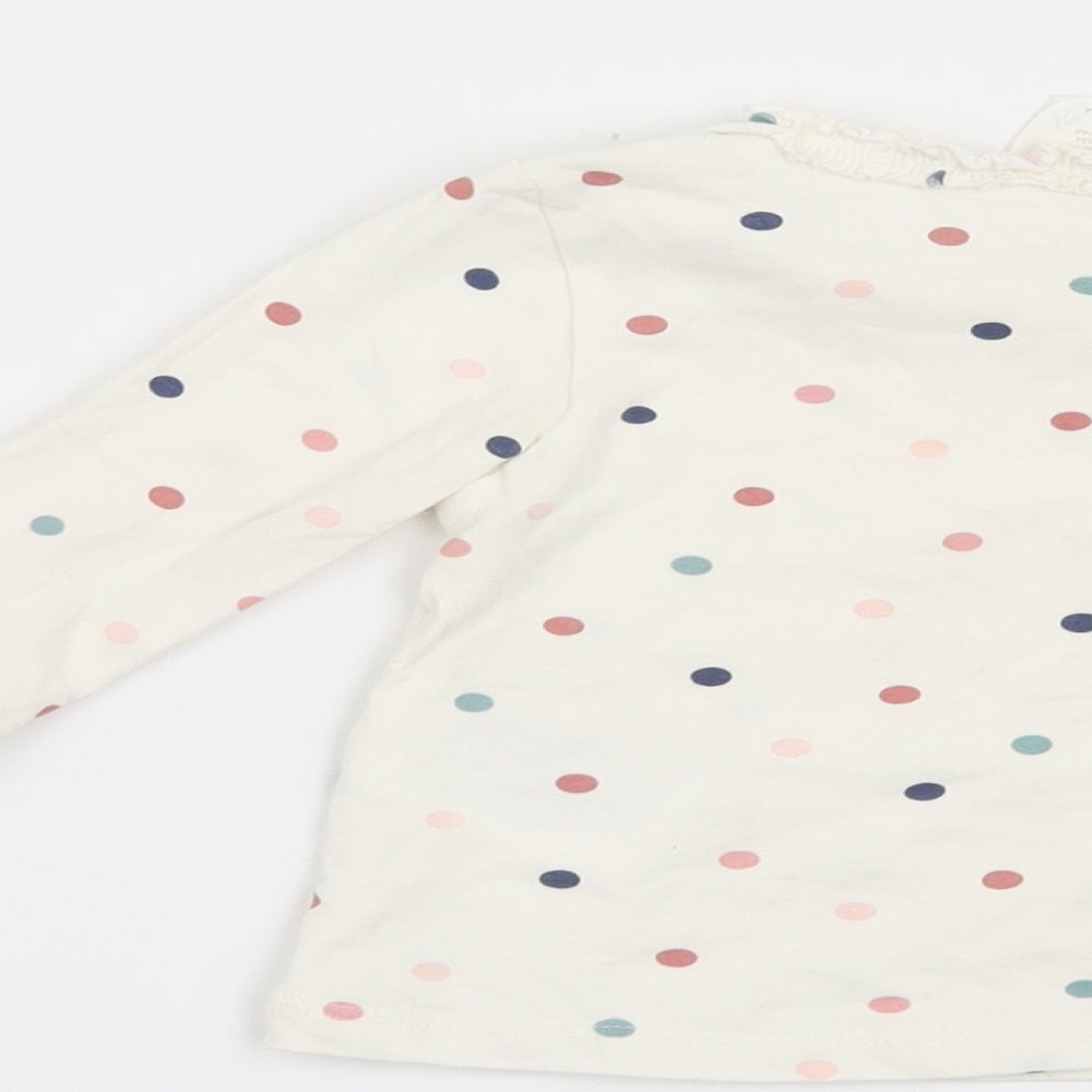 H&M Girls White Polka Dot  Basic T-Shirt Size 6-9 Months