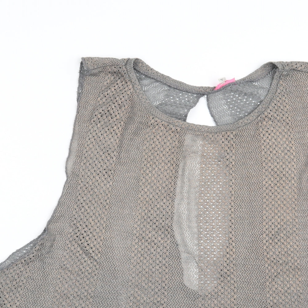 River Island Womens Grey Striped  Vest Jumper Size M