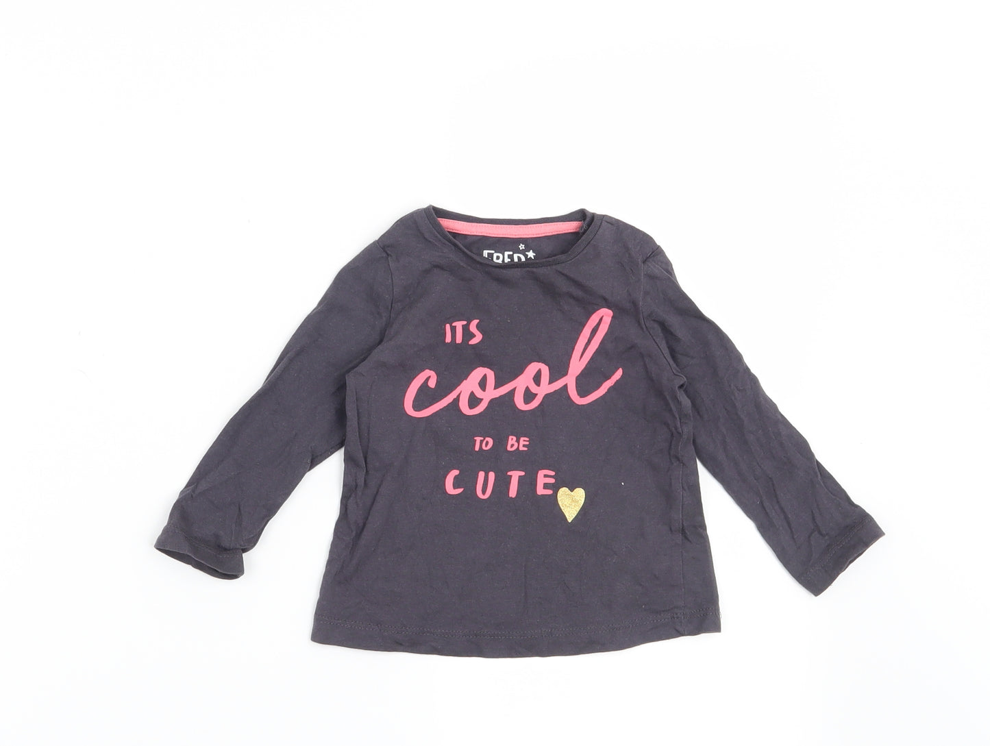 F&F Girls Grey   Basic T-Shirt Size 3-6 Months  - It's cool to be cute