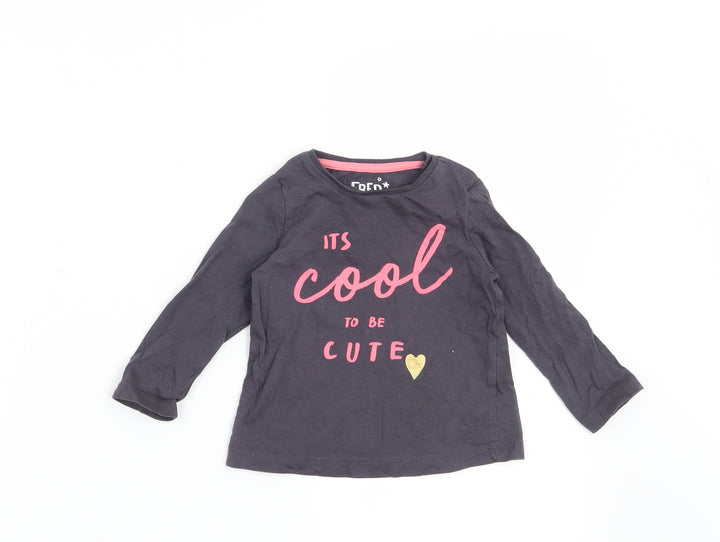 F&F Girls Grey   Basic T-Shirt Size 3-6 Months  - It's cool to be cute