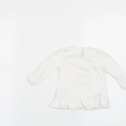 George Girls White   Basic T-Shirt Size 3-6 Months  - Smile and Be Happy