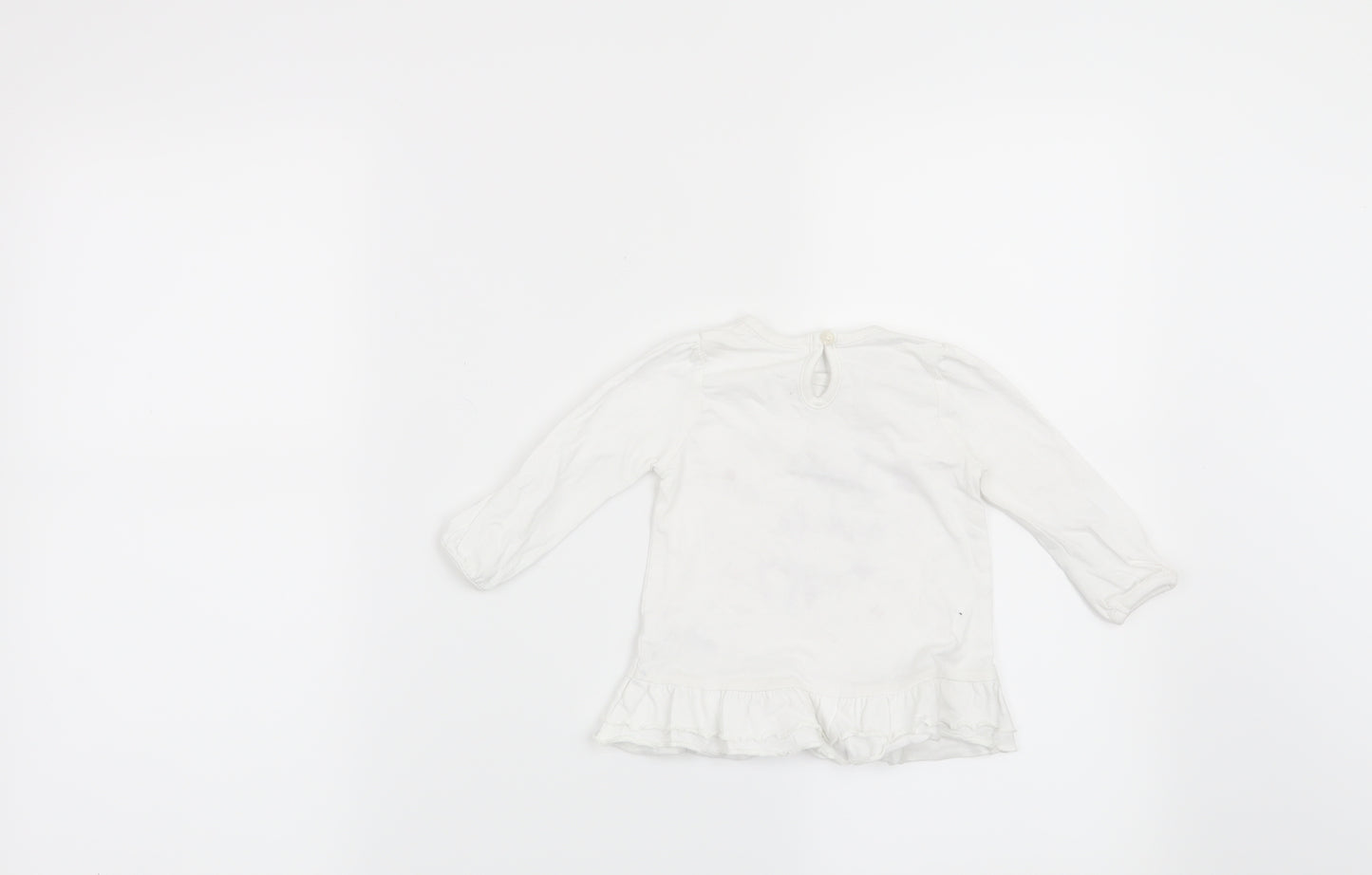 George Girls White   Basic T-Shirt Size 3-6 Months  - Smile and Be Happy