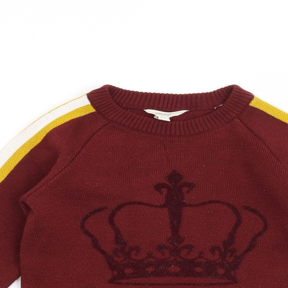 River Island Boys Red   Pullover Jumper Size 2-3 Years  - Little Prince