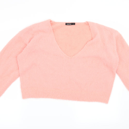 Boohoo Womens Pink   Pullover Jumper Size L