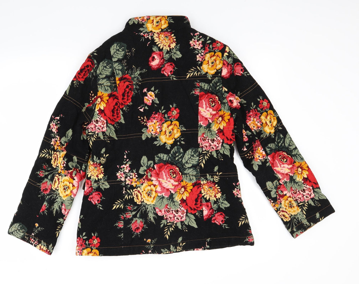 Preworn Girls Black Floral  Jacket Coat Size 15-16 Years