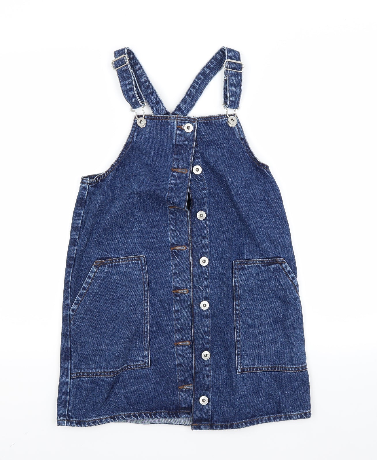 Primark Girls Blue  Denim Pinafore/Dungaree Dress  Size 13 Years