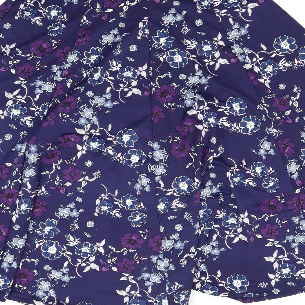 Soon Womens Purple Floral  Flare Skirt Size 12