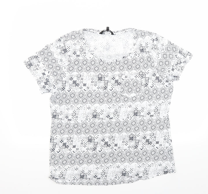 Debenhams Girls White Floral Rayon Basic T-Shirt Size 10 Years