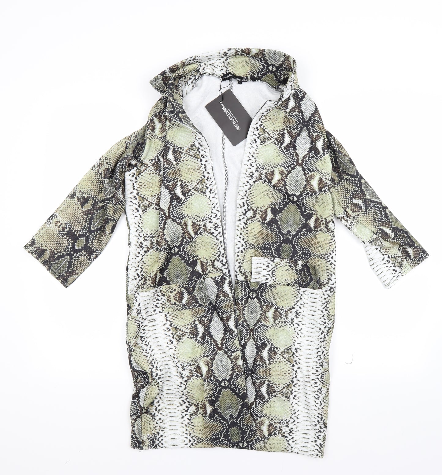 PRETTYLITTLETHING Womens Green Animal Print  Jacket Coat Size 8