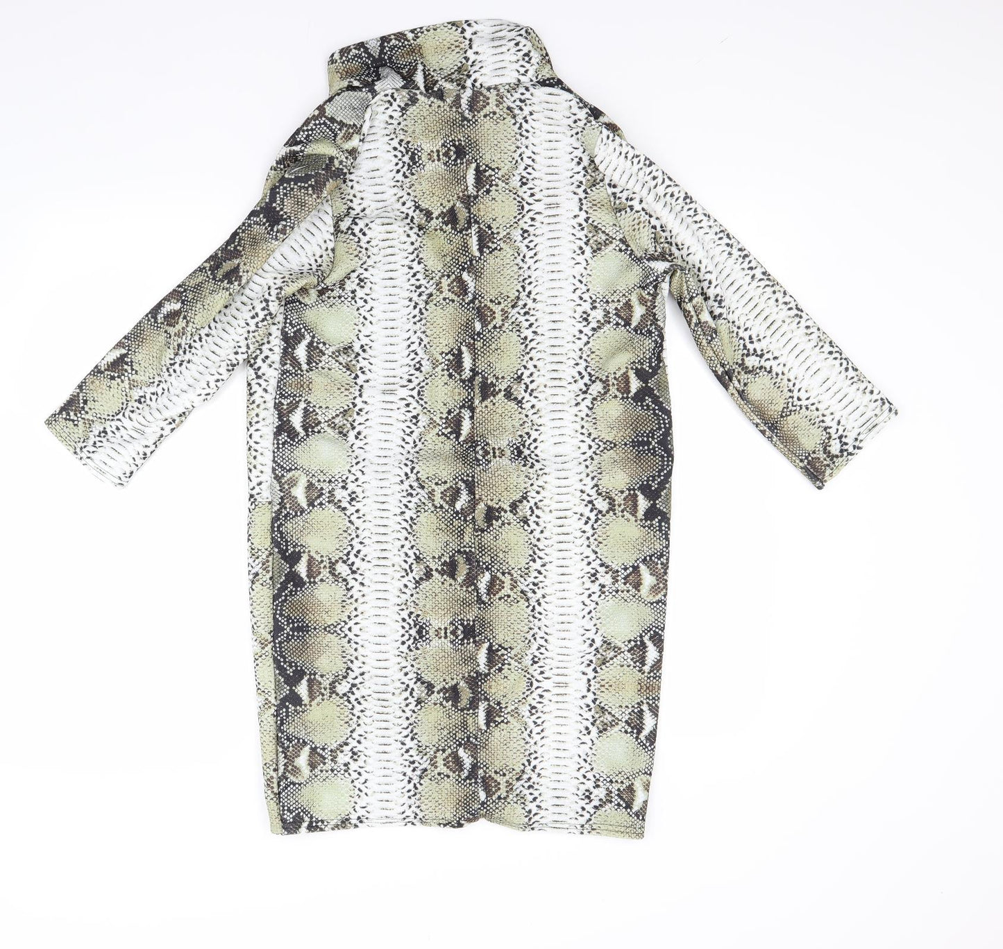 PRETTYLITTLETHING Womens Green Animal Print  Jacket Coat Size 8