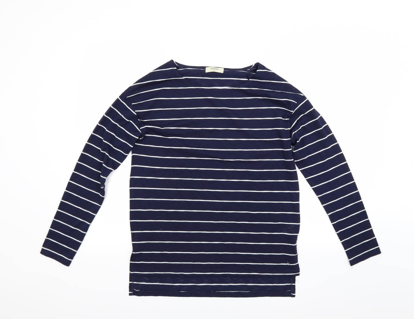 Papaya Womens Blue Striped  Pullover Sweatshirt Size S