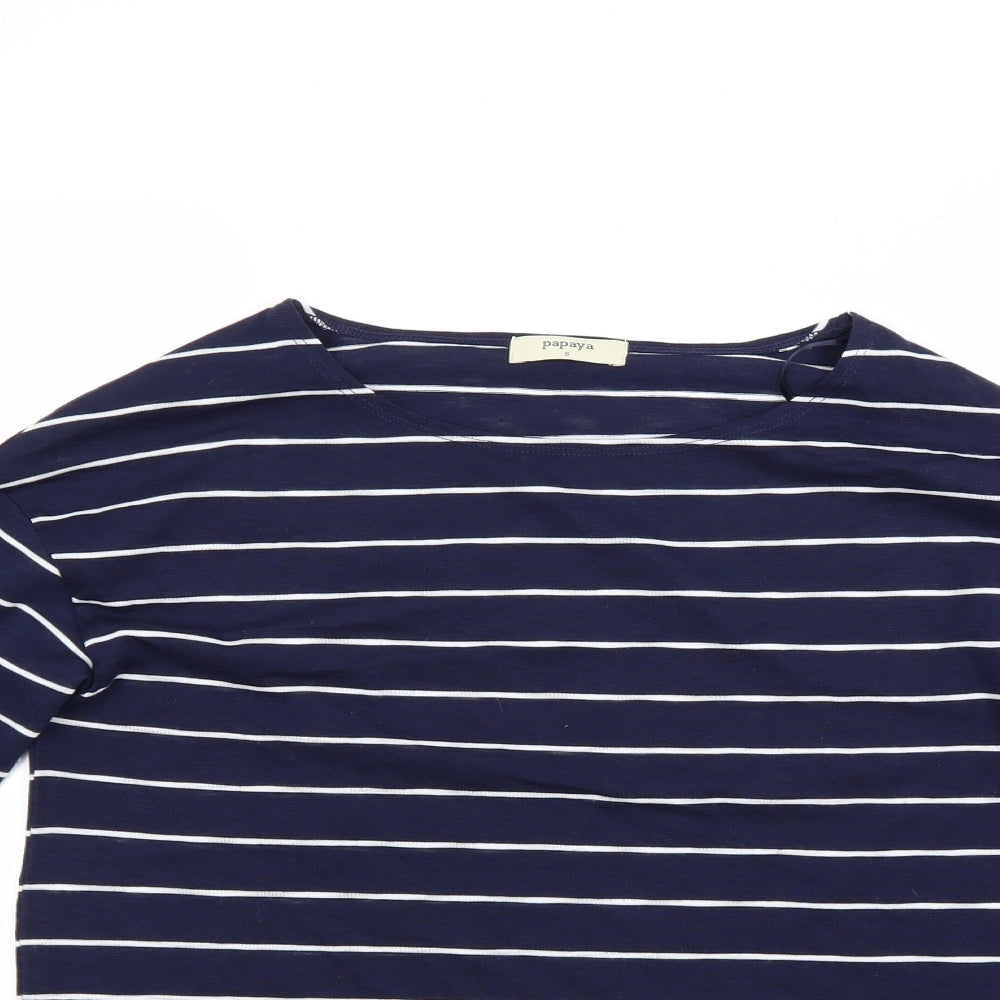 Papaya Womens Blue Striped  Pullover Sweatshirt Size S