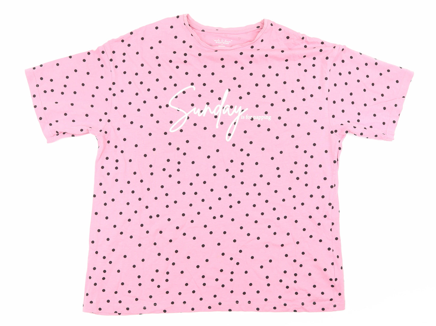 F&F Womens Pink Polka Dot  Top Pyjama Top Size 8