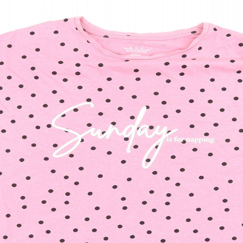 F&F Womens Pink Polka Dot  Top Pyjama Top Size 8