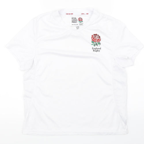 England Rugby Boys White   Pullover T-Shirt Size 13 Years