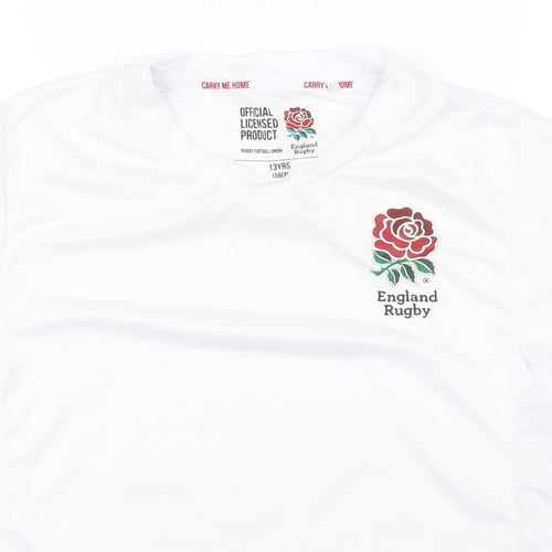 England Rugby Boys White   Pullover T-Shirt Size 13 Years