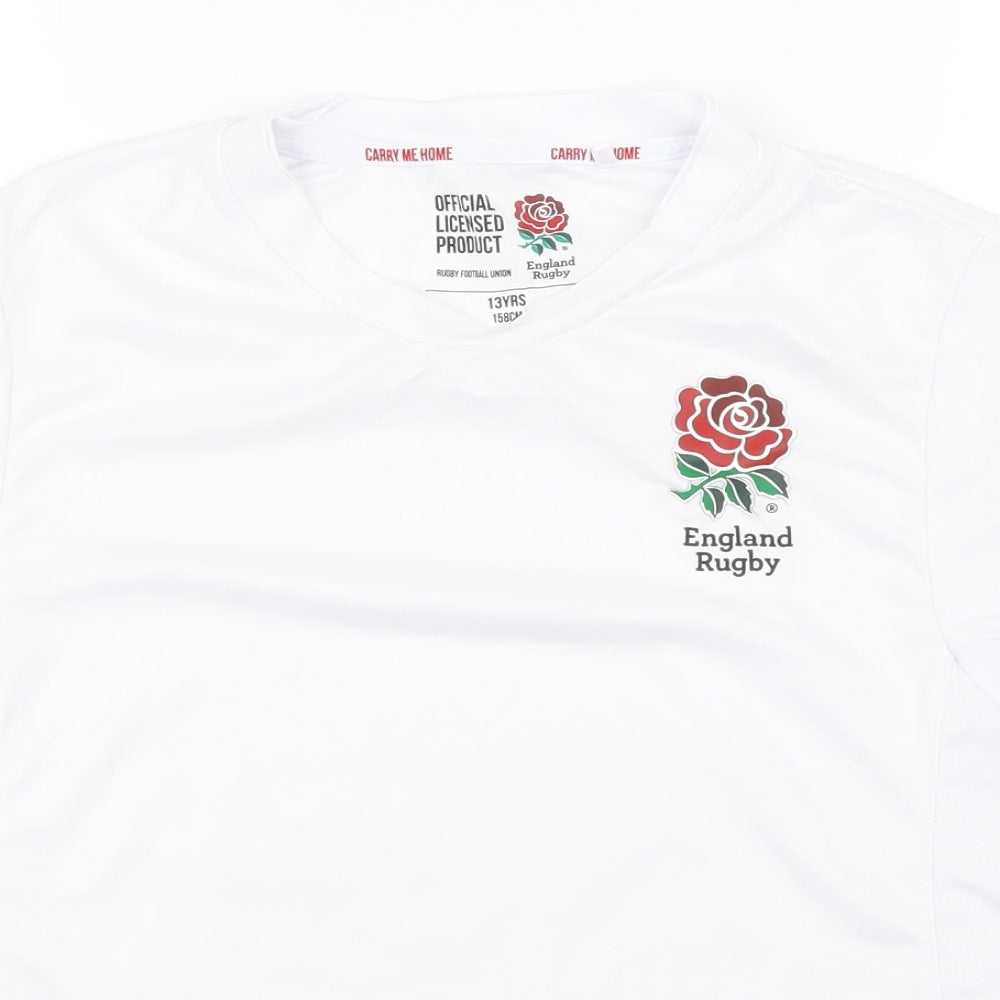 England Rugby Boys White   Pullover T-Shirt Size 13 Years