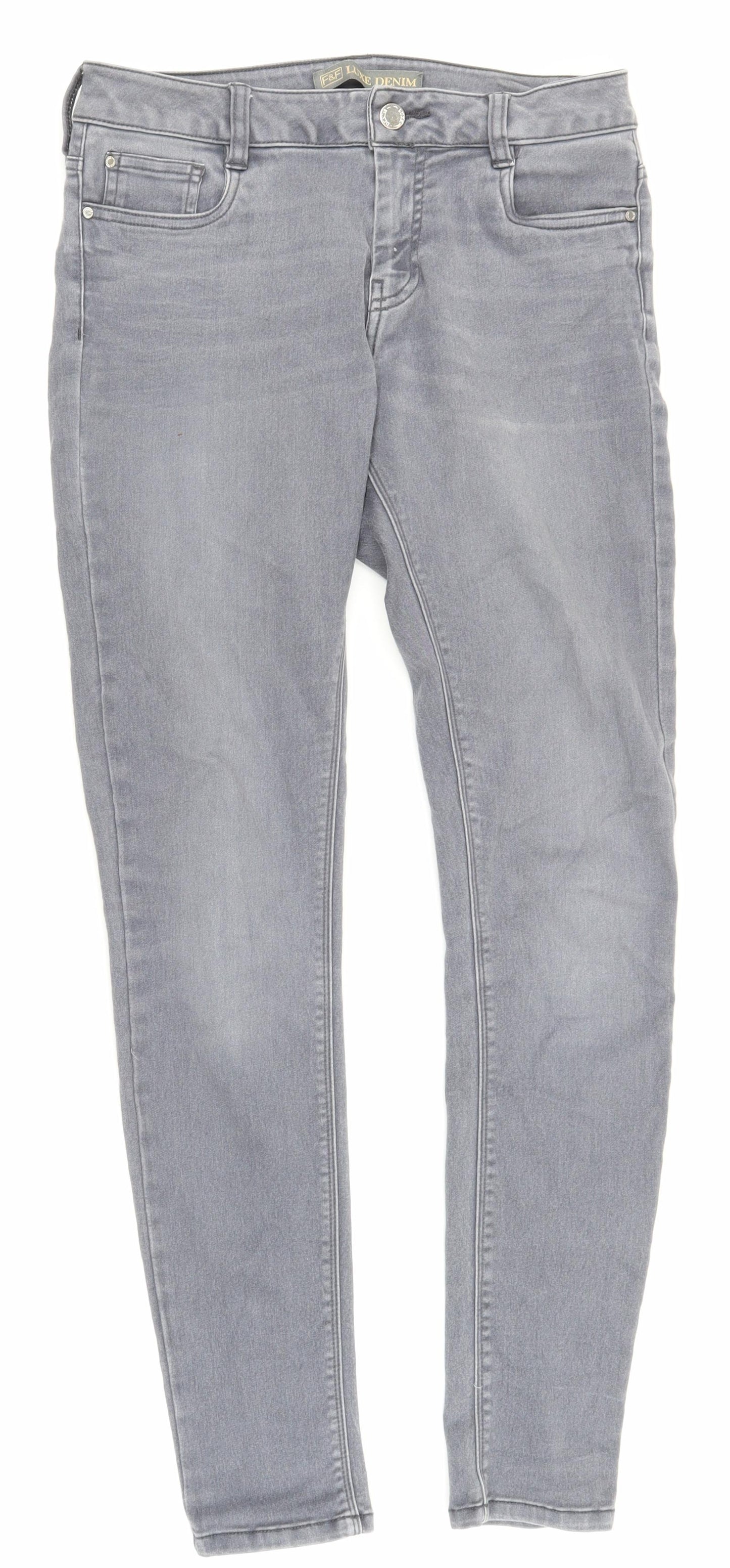 F&F Womens Grey  Denim Skinny Jeans Size 10