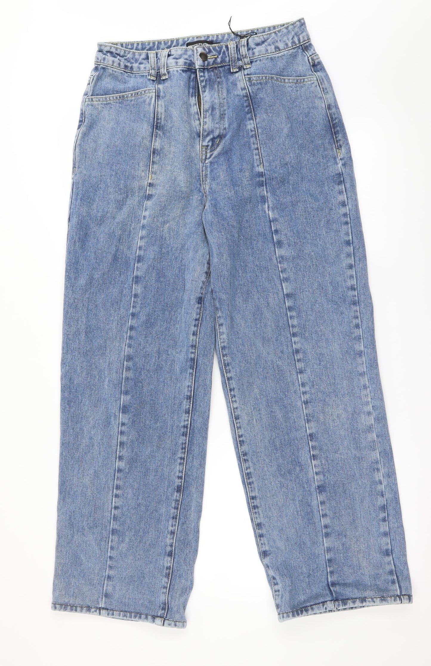 PRETTYLITTLETHING Womens Blue   Straight Jeans Size 12 L28 in
