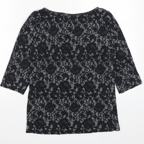 Dorothy Perkins Womens Grey Floral  Basic T-Shirt Size 14