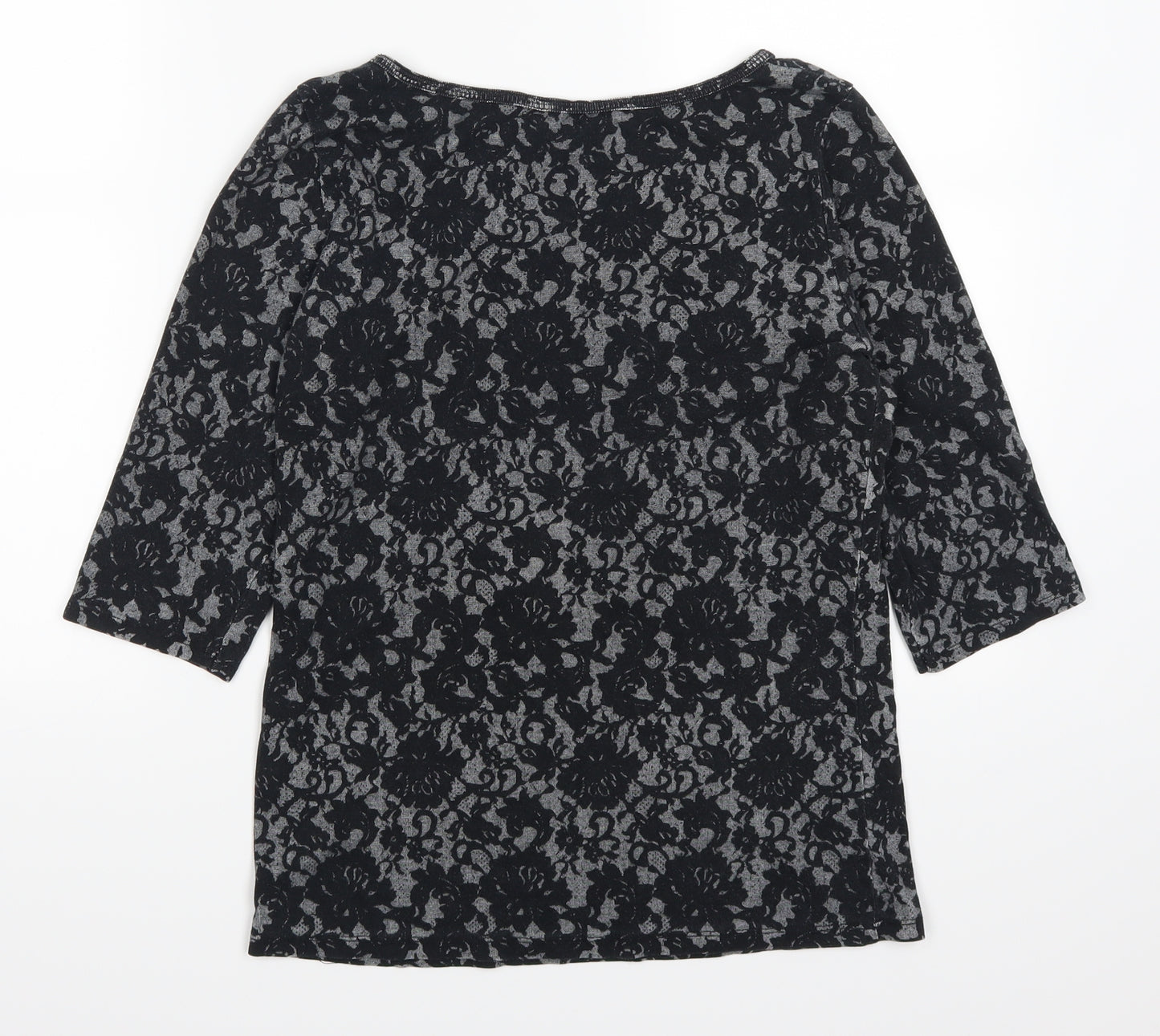 Dorothy Perkins Womens Grey Floral  Basic T-Shirt Size 14