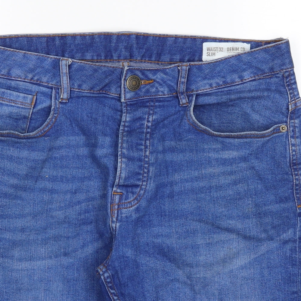 Denim Co Mens Blue  Denim Biker Shorts Size 32