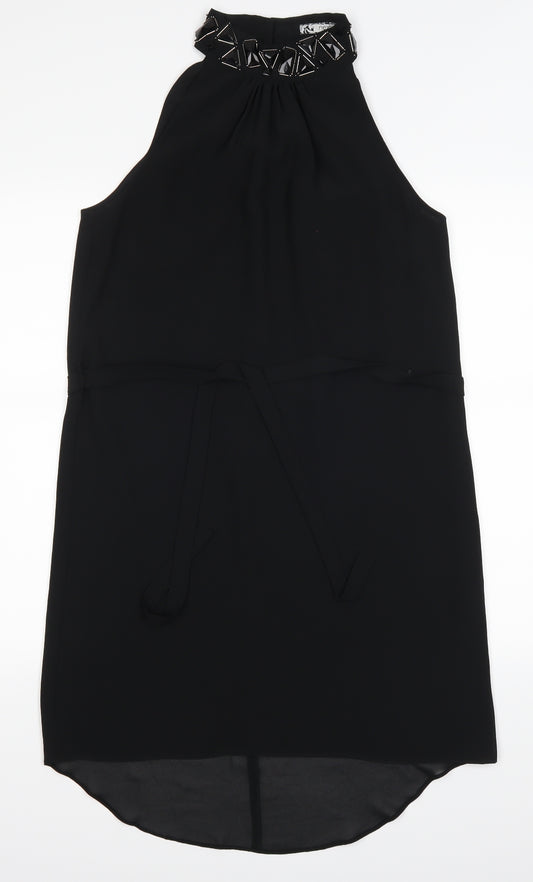 Front view of NEXT women’s black tank dress, size UK 12
