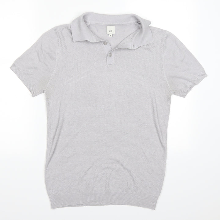 River Island Mens Grey    Polo Size M