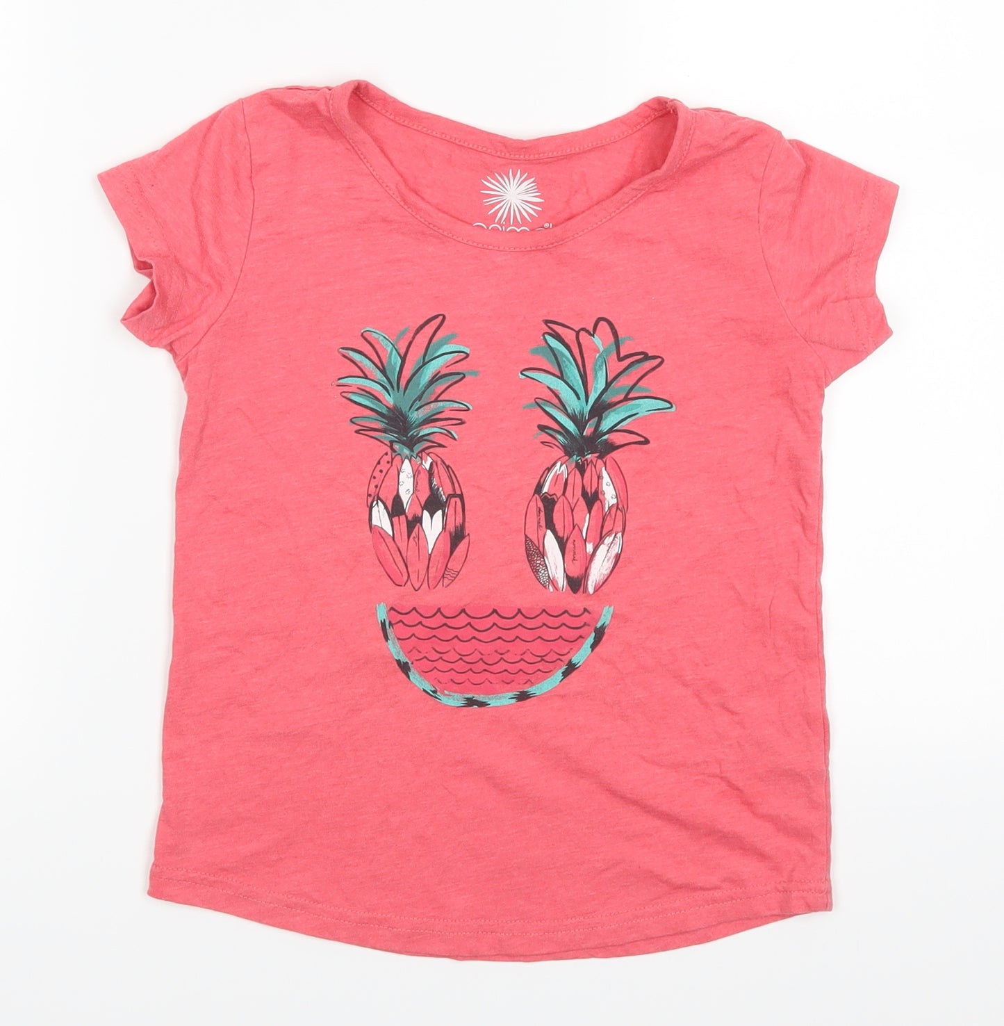 Animal Girls Pink   Basic T-Shirt Size 7-8 Years  - Pineapple Watermelon