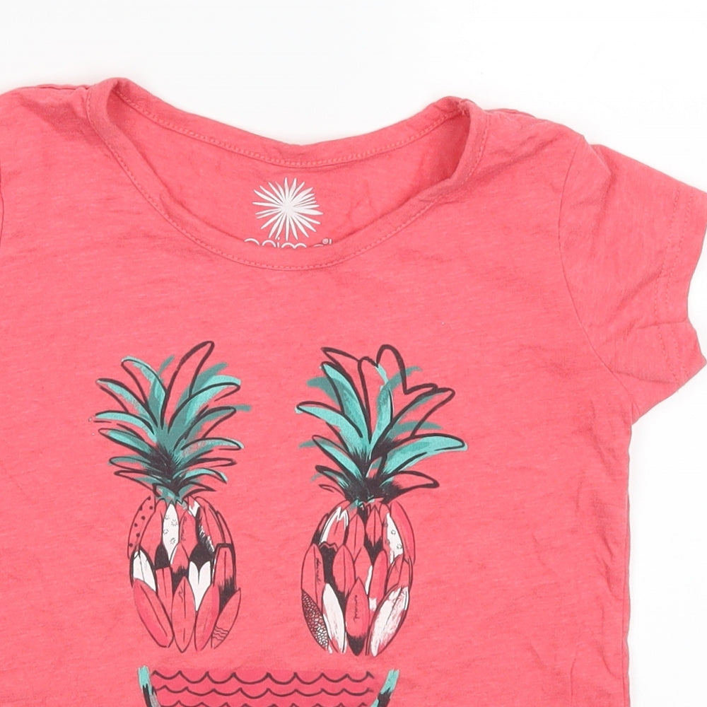 Animal Girls Pink   Basic T-Shirt Size 7-8 Years  - Pineapple Watermelon