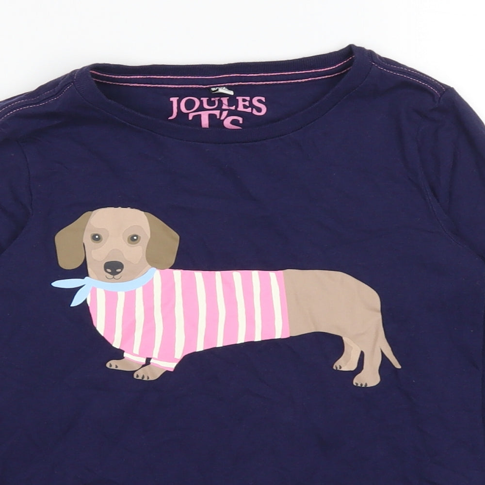 Joules Girls Blue   Basic T-Shirt Size 7-8 Years  - Sausage Dog