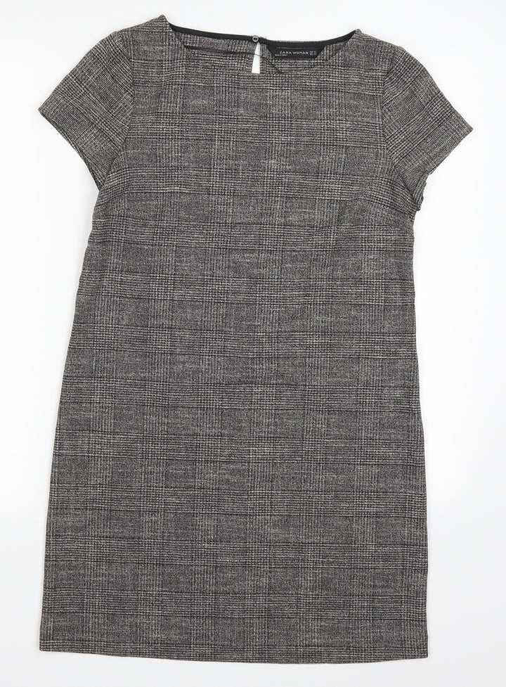 Zara Womens Grey Check  T-Shirt Dress  Size XS