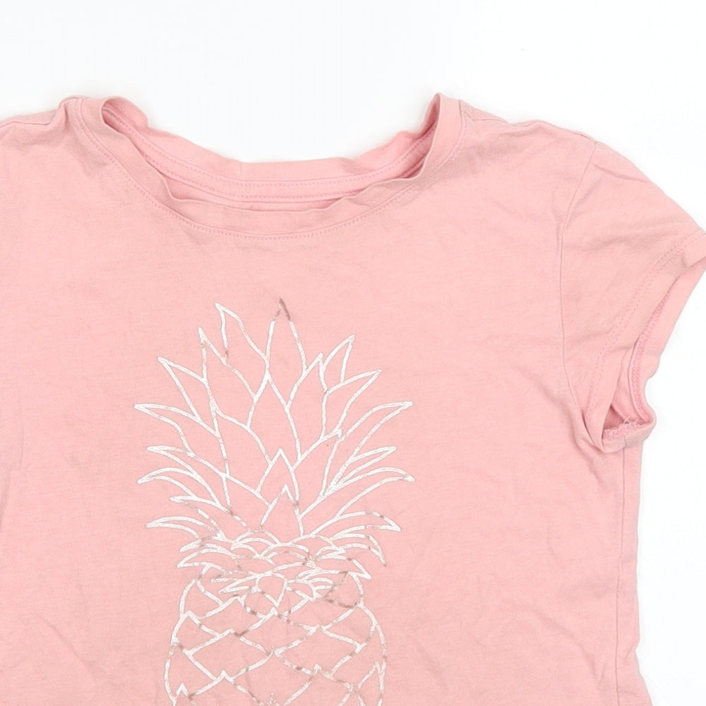 Gap Girls Pink   Basic T-Shirt Size 6-7 Years  - Pineapple How Sweet it is