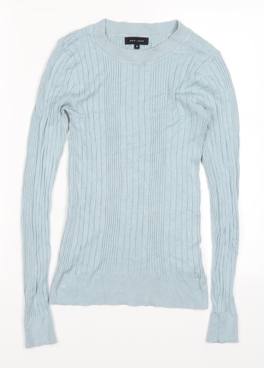 Front view of New Look women’s blue jumper, size UK 8