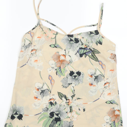 Miss Selfridge Womens Beige Floral  Basic Tank Size 8