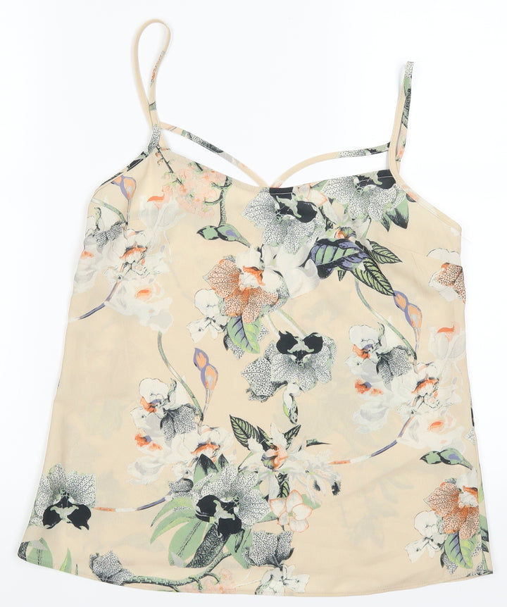 Miss Selfridge Womens Beige Floral Basic Tank Size 8